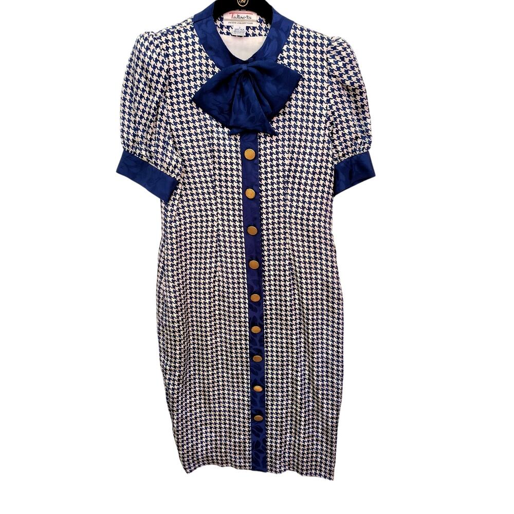 Talbots Petite Silk Collection size 2 Blue White women full length dress